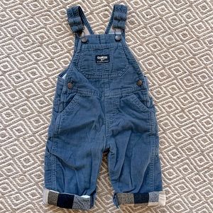 Oshkosh baby boy plaid-lined corduroy overalls